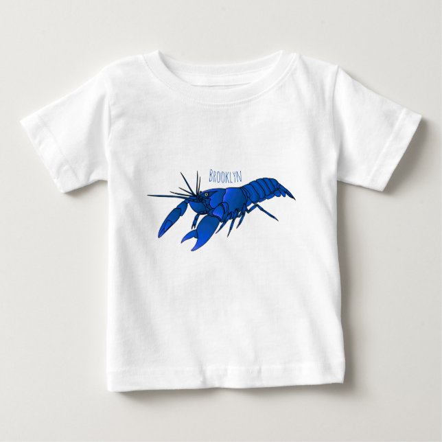 Blue marron crayfish cartoon illustration baby T-Shirt (Front)