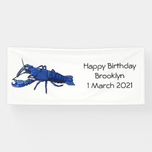 Blue marron crayfish cartoon illustration banner