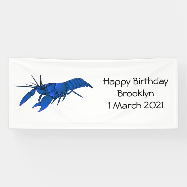 Blue marron crayfish cartoon illustration  banner (Horizontal)