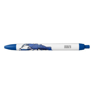 Blue marron crayfish cartoon illustration black ink pen
