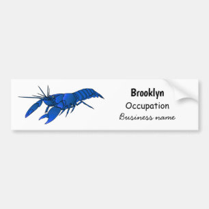 Blue marron crayfish cartoon illustration bumper sticker