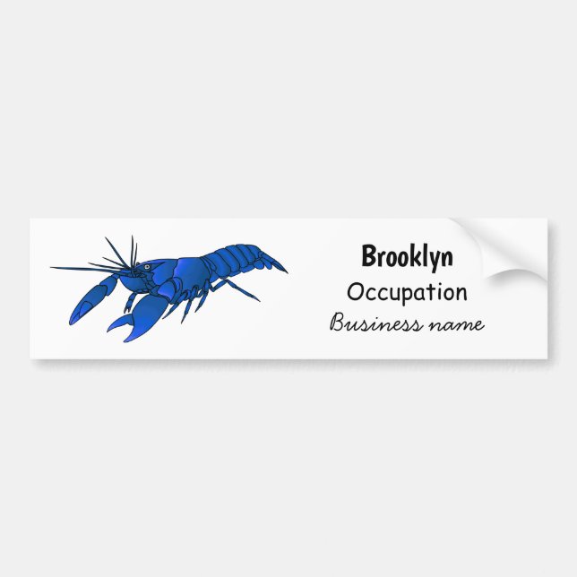 Blue marron crayfish cartoon illustration  bumper sticker (Front)