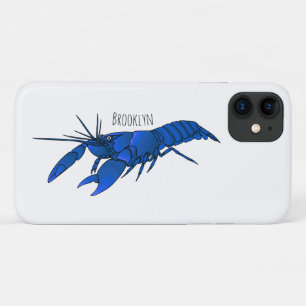 Blue marron crayfish cartoon illustration iPhone 11 case
