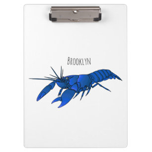 Blue marron crayfish cartoon illustration clipboard