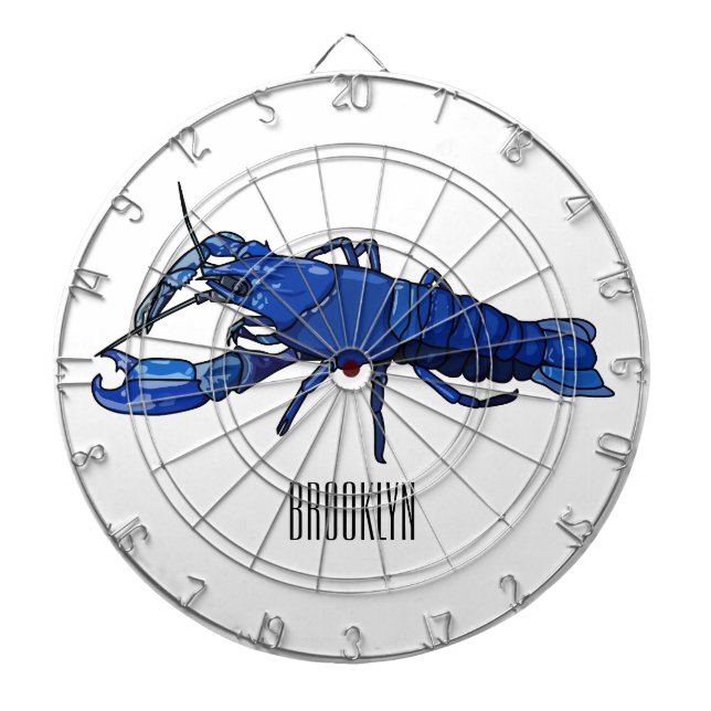 Blue marron crayfish cartoon illustration dartboard (Front)