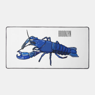 Blue marron crayfish cartoon illustration desk mat