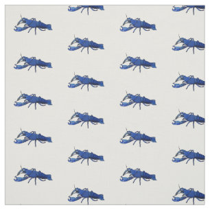 Blue marron crayfish cartoon illustration fabric