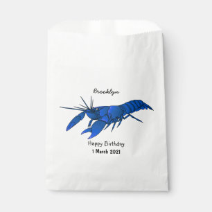 Blue marron crayfish cartoon illustration favour bag