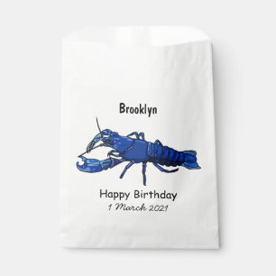 Blue marron crayfish cartoon illustration favour bag