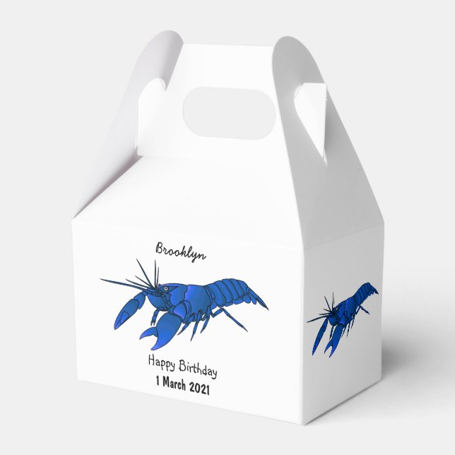 Blue marron crayfish cartoon illustration  favour box (Front Side)