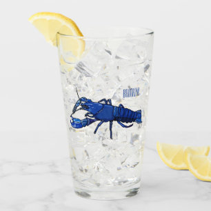 Blue marron crayfish cartoon illustration glass