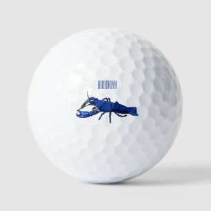 Blue marron crayfish cartoon illustration golf balls