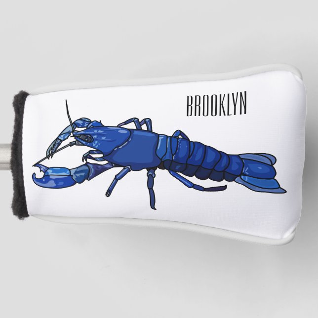 Blue marron crayfish cartoon illustration golf head cover (Front)
