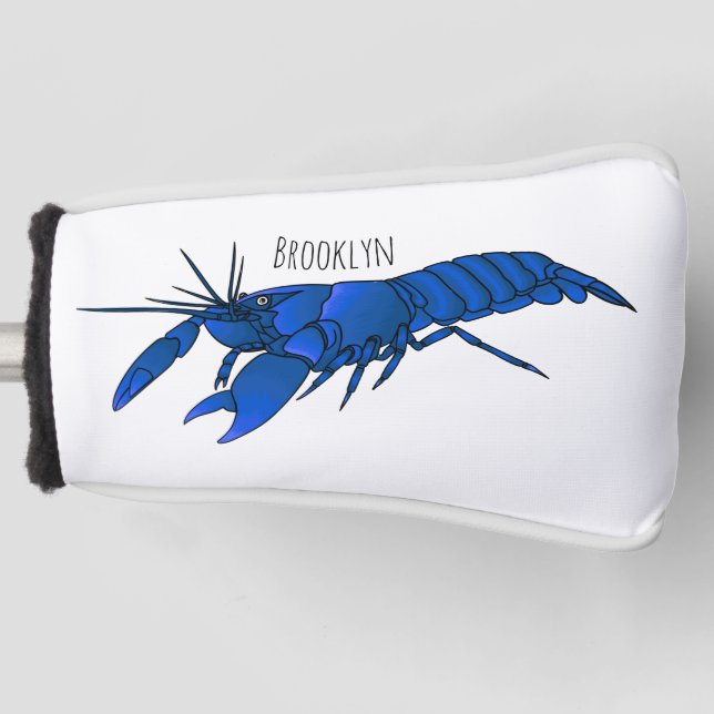 Blue marron crayfish cartoon illustration golf head cover (Front)