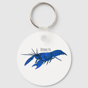 Blue marron crayfish cartoon illustration  key ring
