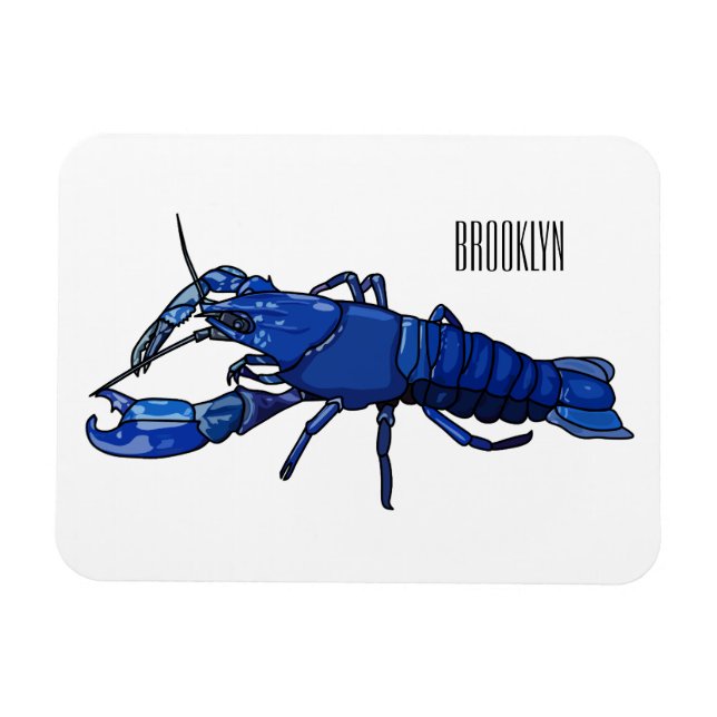 Blue marron crayfish cartoon illustration magnet (Horizontal)