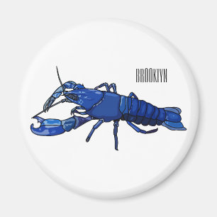 Blue marron crayfish cartoon illustration magnet