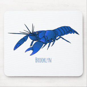 Blue marron crayfish cartoon illustration  mouse pad