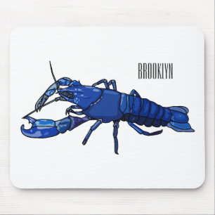 Blue marron crayfish cartoon illustration mouse pad