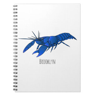Blue marron crayfish cartoon illustration notebook