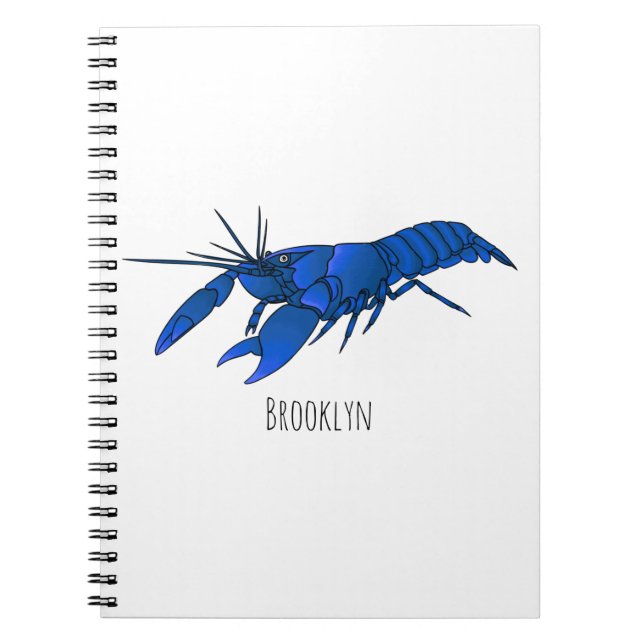 Blue marron crayfish cartoon illustration notebook (Front)
