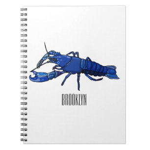 Blue marron crayfish cartoon illustration notebook