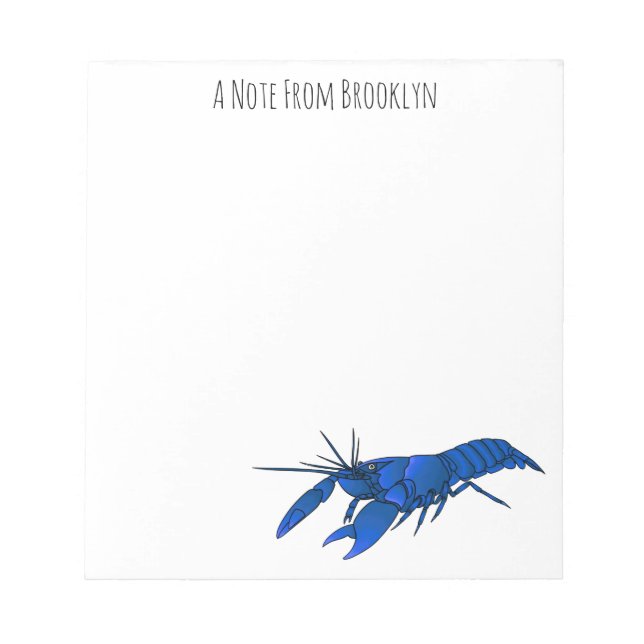 Blue marron crayfish cartoon illustration notepad (Front)