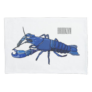 Blue marron crayfish cartoon illustration pillowcase