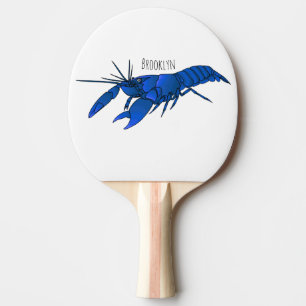 Blue marron crayfish cartoon illustration ping pong paddle