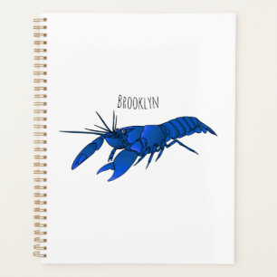 Blue marron crayfish cartoon illustration planner