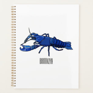 Blue marron crayfish cartoon illustration planner