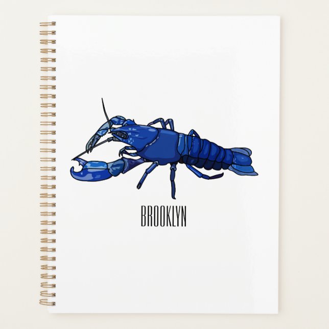 Blue marron crayfish cartoon illustration planner (Front)