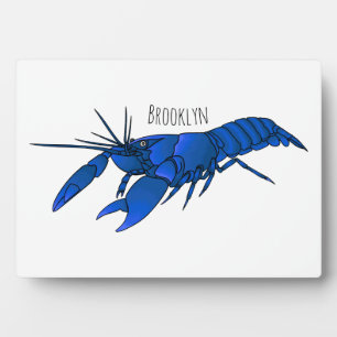 Blue marron crayfish cartoon illustration plaque