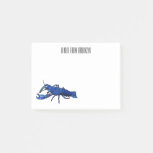 Blue marron crayfish cartoon illustration post-it notes