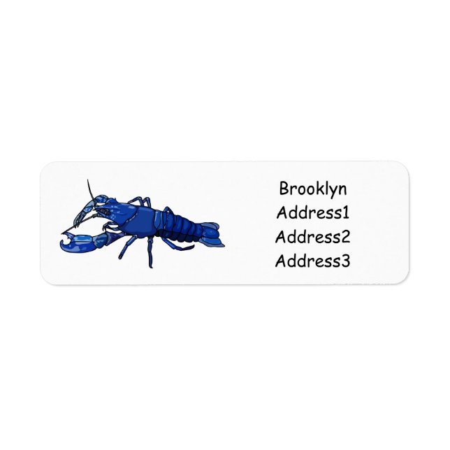 Blue marron crayfish cartoon illustration return address label (Front)