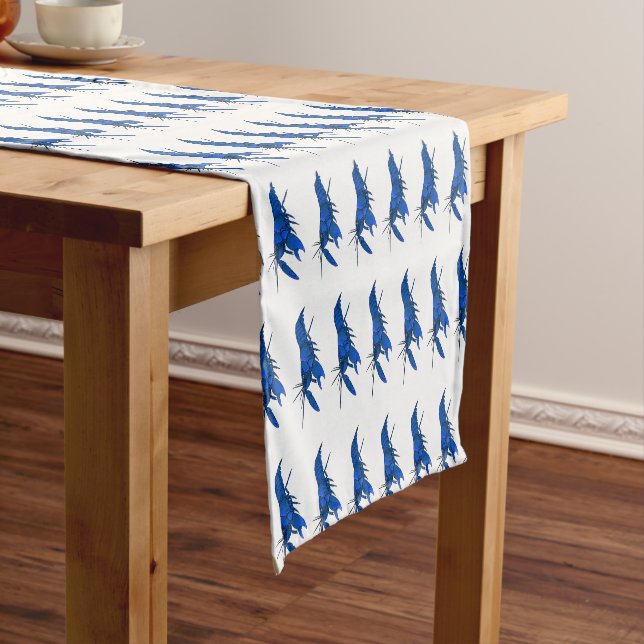 Blue marron crayfish cartoon illustration short table runner (In Situ)