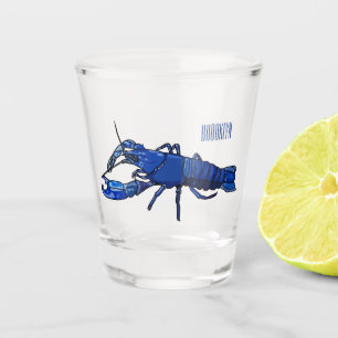 Blue marron crayfish cartoon illustration shot glass