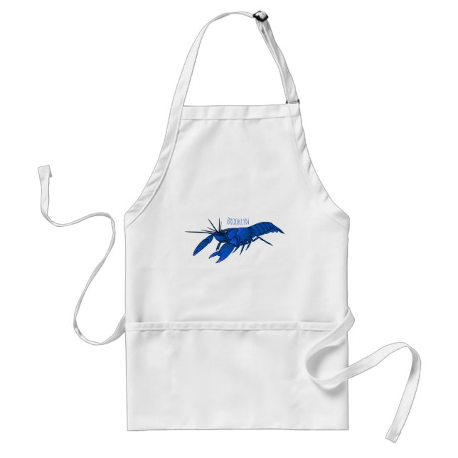 Blue marron crayfish cartoon illustration  standard apron (Front)