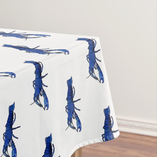 Blue marron crayfish cartoon illustration tablecloth (In Situ)