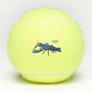 Blue marron crayfish cartoon illustration tennis balls