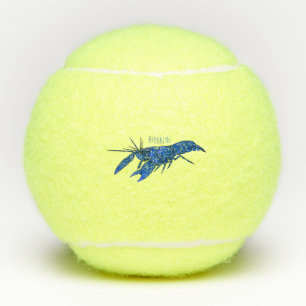 Blue marron crayfish cartoon illustration tennis balls