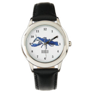 Blue marron crayfish cartoon illustration watch