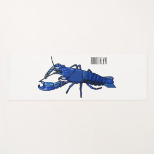 Blue marron crayfish cartoon illustration yoga mat