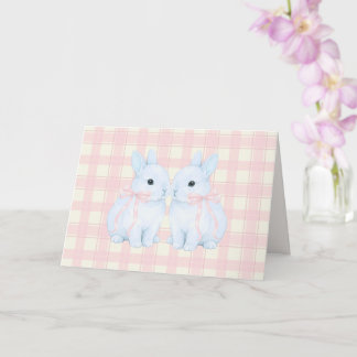 Blue Marshmallow Bunny Rabbits Easter Card