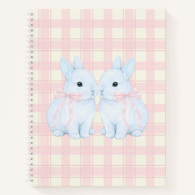 Blue Marshmallow Bunny Rabbits Notebook (Front)