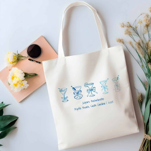 Blue Martini Bachelorette Party Bridesmaid Gift Tote Bag