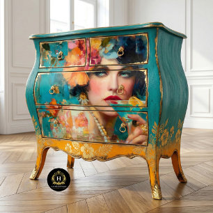 Blue Martini Glam Woman Decoupage Tissue Paper