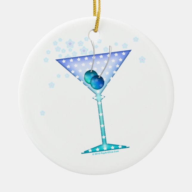 Blue Martini Ornament (Front)