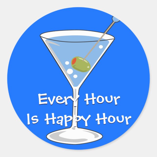 Blue Martini Sticker (Front)
