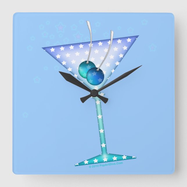 BLUE MARTINI WALL CLOCK (Front)